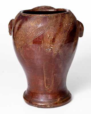 Exceptional Southern Stoneware Face Vessel / Wig Stand, circa 1910-40