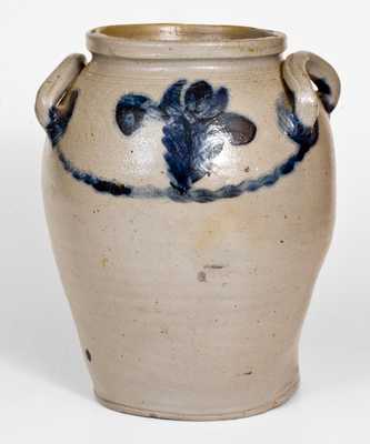 2 Gal. Baltimore Stoneware Jar with Loop Handles and Floral Decoration