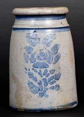 Western PA Stoneware Canning Jar w/ Stenciled Rose Decoration