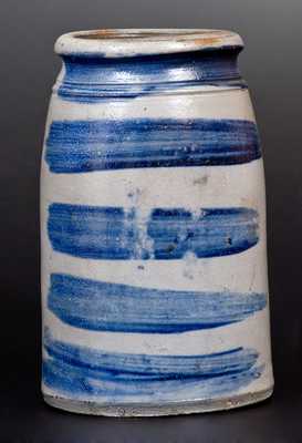 Stoneware Canning Jar w/ Stenciled Stripe Decoration, Western PA origin, circa 1875