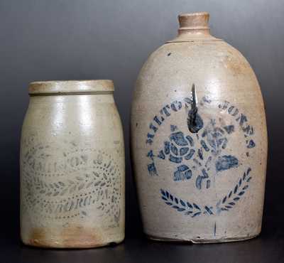Two Pieces of Hamilton & Jones Stoneware, Greensboro, PA origin, circa 1875