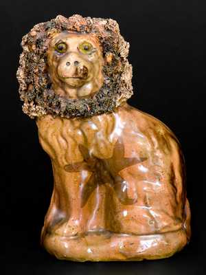 Glazed Redware Spaniel Bank, George Wagner, Lehighton, PA