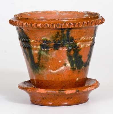 Glazed Redware Flowerpot, Pennsylvania origin, circa 1860-1885