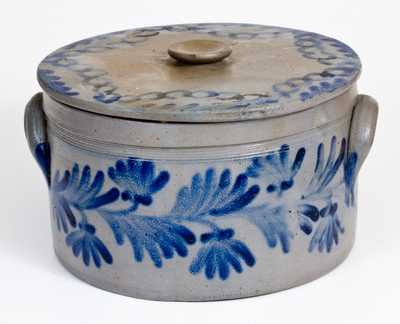 Two-Gallon Lidded Stoneware Cake Crock w/ Profuse Decoration, att. Henry H. Remmey, Philadelphia