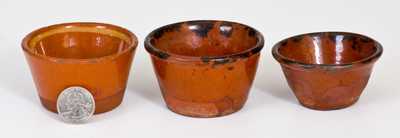 Three Miniature Glazed Redware Bowls, Eastern U.S. origin, 19th century