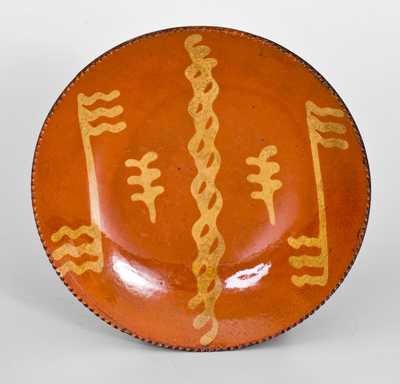 Slip-Decorated Redware Plate, Philadelphia, PA origin, second quarter 19th century