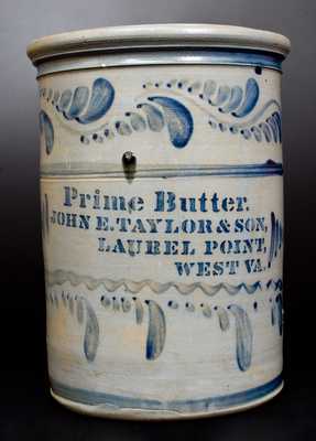 Extremely Rare PRIME BUTTER / LAUREL, POINT, W. VA Stoneware Advertising Crock