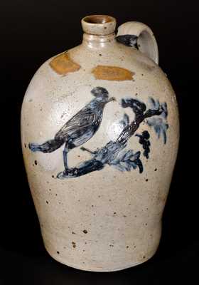 Extremely Rare Baltimore Stoneware Jug w/ Incised Bird Decoration, c1812-27