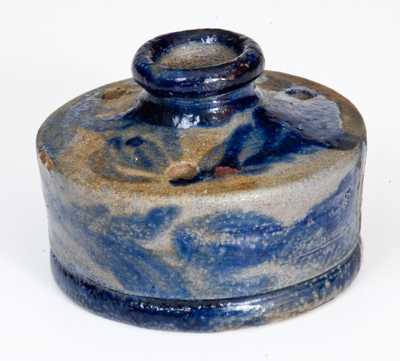 Very Rare Stoneware Inkwell with Profuse Cobalt Floral Decoration, Baltimore, circa 1825