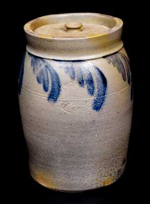 Rare HAMILTON & PERSHING / JOHNSTOWN, PA Stoneware Lidded Jar w/ Swag Decoration