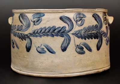 Monumental 4 Gal. Baltimore Stoneware Cake Crock w/ Profuse Floral Decoration, c1835