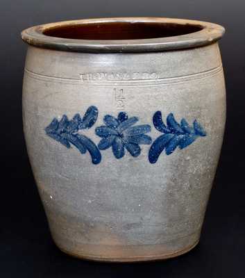 THOMAS & BRO. Huntingdon, PA Stoneware Cream Jar with Floral Decoration