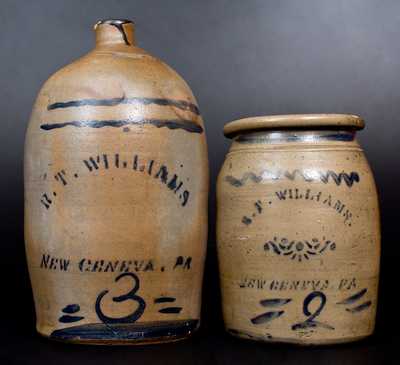 Lot of Two: R. T. WILLIAMS / NEW GENEVA, PA Stoneware Jug and Jar