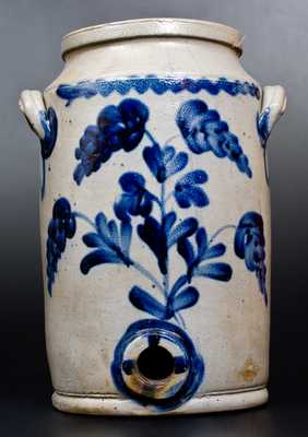 2 Gal. Stoneware Water Cooler w/ Brushed Floral Decoration att. Henry Remmey, Philadelphia