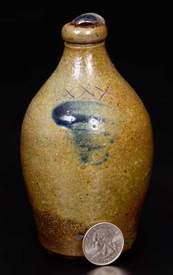 Fine Miniature Stoneware Jug with Incised X's and Cobalt Decoration