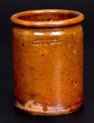 JOHN BELL / WAYNESBORO Redware Canning Jar