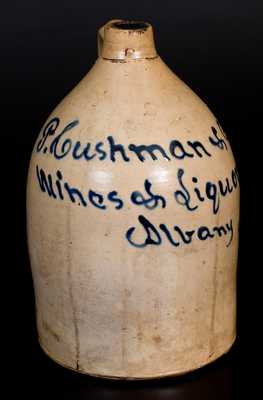 2 Gal. P. Cushman & Co. / Albany, NY Stoneware Script Advertising Jug