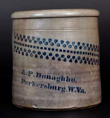 A. P. Donaghho / Parkersburg, W. Va. Stoneware Jar with Stenciled Decoration