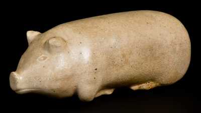 Salt-Glazed Stoneware Pig Flask, Midwestern origin, fourth quarter 19th century