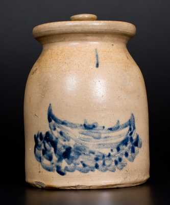 1 Gal. Lidded Stoneware Jar with Unusual Boat Decoration