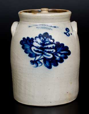 2 Gal. HARRINGTON & BURGER / ROCHESTER Stoneware Lidded Jar with Bold Leaf Decoration