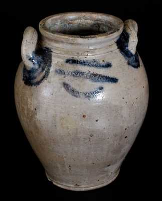 J. REMMEY / MANHATTAN WELLS / NEW YORK Stoneware Jar w/ Incised Decoration, c1810