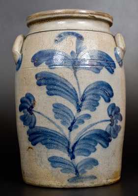 5 Gal. J. WEAVER, Beaver, PA, Stoneware Jar w/ Floral Decoration