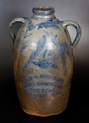 Extremely Rare 10 Gal. RICE & BROYLES / LINSBURG, W.VA Stoneware Double-Handled Jug