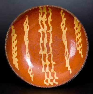 Redware Plate with Yellow Slip Decoration