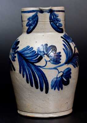 Very Fine 1 1/2 Gal. Stoneware Pitcher with Profuse Floral Decoration, Baltimore, c1840
