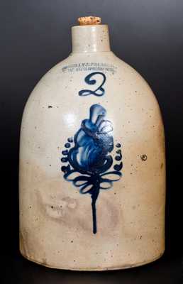 2 Gal. CONNOLLY & PALMER / NEW BRUNSWICK, NJ Stoneware Jug with Floral Decoration