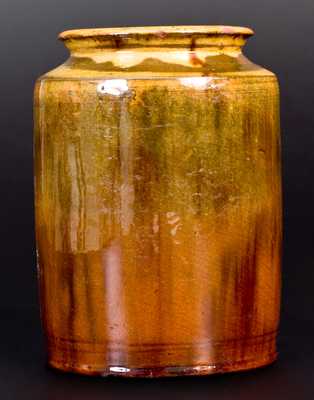 Redware Jar with Cream and Brown Decoration