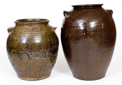 Lot of Two: Alkaline-Glazed Stoneware Jars, probably South Carolina, circa 1875