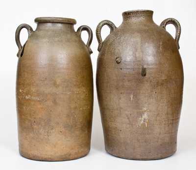 Lot of Two: Randolph County, Alabama Stoneware Open-Handled Jars.
