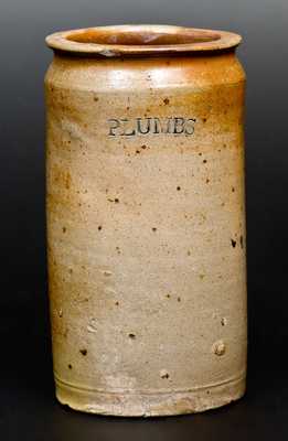 Rare C. CROLIUS / MANUFACTURER / MANHATTAN-WELLS / NEW-YORK Stoneware PLUMBS Jar