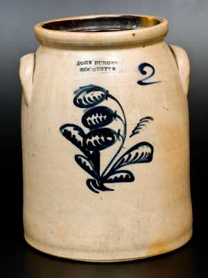 2 Gal. JOHN BURGER / ROCHESTER Stoneware Jar with Slip-Trailed Floral Decoration