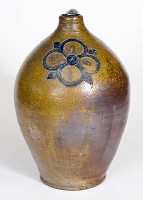 2 Gal. Ovoid Stoneware Jug with Fine Incised Floral, Manhattan, circa 1800