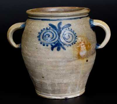 Stoneware Jar with Watchspring Decoration att. Abraham Mead, Greenwich, CT, late 18th century
