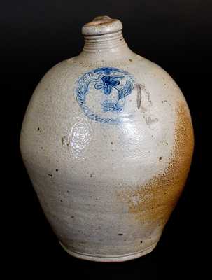 Very Fine Stoneware Jug w/ Impressed Floral Decoration, att. Xerxes Price, Sayreville, NJ