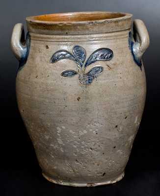 Fine 2 Gal. Stoneware Jar with Incised Floral Decoration, Northeastern Origin, early 19th century