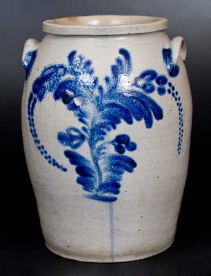 3 Gal. Stoneware Jar with Bold Cobalt Floral Decoration, Baltimore, circa 1840