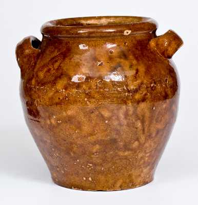 Unusual Lead-Glazed Redware Sugar Jar