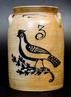 3 Gal. T. HARRINGTON / LYONS Stoneware Jar with Slip-Trailed Bird Decoration