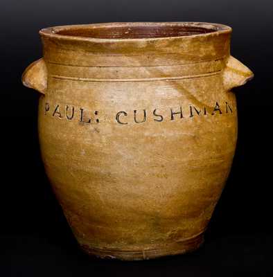 PAUL CUSHMAN Stoneware Jar, Albany, NY, circa 1810