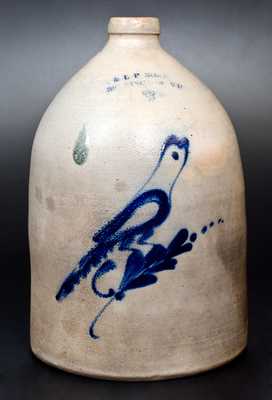 3 Gal. E. & L. P. NORTON / BENNINGTON, VT Stoneware Jug with Bird Decoration