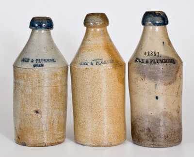 Lot of Three: Dated Stoneware Bottles Impressed RICE & PLUMMER