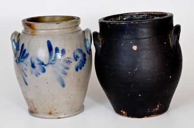 Lot of Two: J. EATON (South River, NJ) and att. Richard Remmey, Philadelphia Stoneware Jars