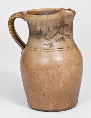 One-Quart Stoneware Pitcher with Floral Decoration, Midwestern or Southern Origin, mid-19th century