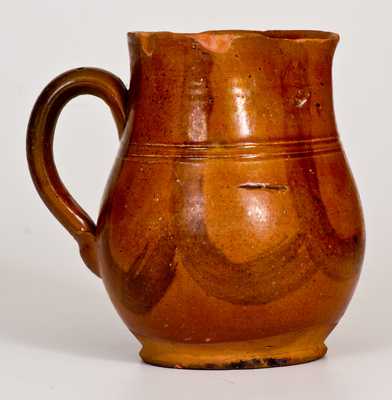 Redware Cream Pitcher with Brushed Manganese Decoration