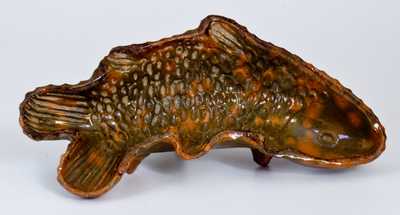 Glazed Pennsylvania Redware Fish-Shaped Baking Mold